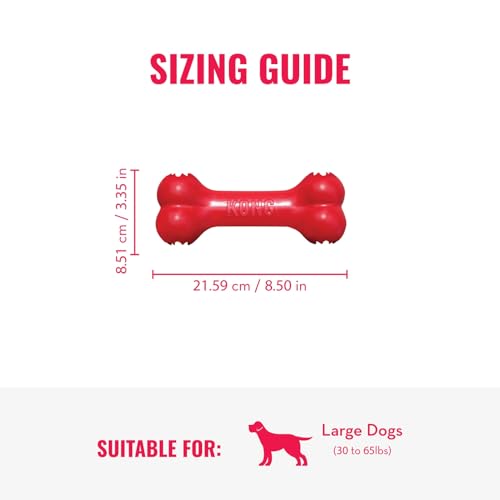 KONG Goodie Bone & Flyer - Dog Toys to Enrich Playtime - Dog Bone & Soft Throwing Disc Support Mental Engagement - Rubber Bone for Treats - Rubber Flying Disc with Dynamic Rebound - for Large Dogs - size: Large