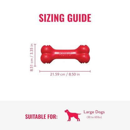 KONG Goodie Bone & Flyer - Dog Toys to Enrich Playtime - Dog Bone & Soft Throwing Disc Support Mental Engagement - Rubber Bone for Treats - Rubber Flying Disc with Dynamic Rebound - for Large Dogs - size: Large