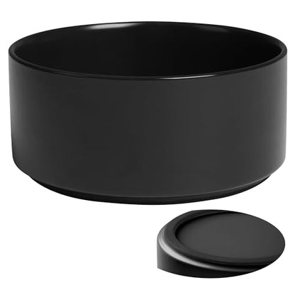 Ceramic Dog Bowls, Non Slip Dog Food and Water Bowl with Silicone Base, Heavy Pet Feeding Bowl for Small, Medium, and Big Dogs (Black, 6 Inches) - color: Black, size: 6 Inches