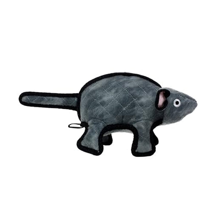 TUFFY World’s Tuffest Soft Dog Toy – Barnyard Series, Mouse Gray, Large - color: Gray/Black, size: Large