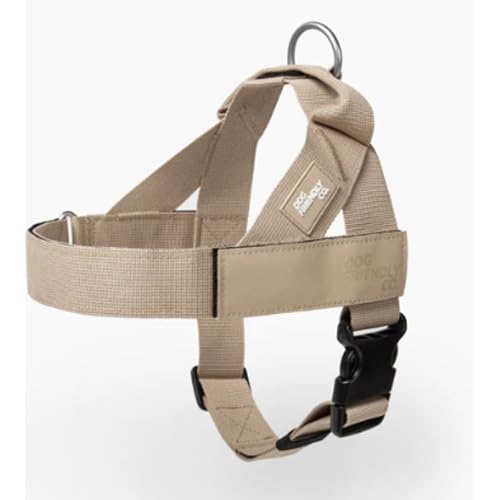 Dog Friendly Co. Dog Harness | Chafe Resistant Webbing, Adjustable Neck & Chest, and Heavy Duty D-Ring | Sturdy, Comfortable, Easy to Use | Brown, Size L - color: Brown, size: Large
