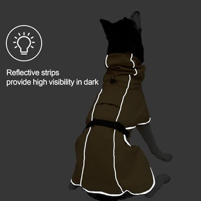 Large Dog Raincoat Waterproof - Adjustable Dog Poncho Raincoat Lightweight Rain Jacket with Soft Lining for Medium Large Dog Yellow (Large) - size: Large