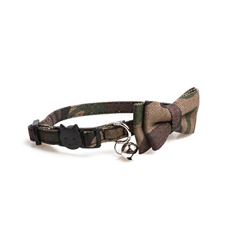 Cat Collar Breakaway with Bell and Bow Tie, Camouflage Design Adjustable Safety Kitty Kitten Collars(6.8''-10.8'') (Camouflage) - color: Camouflage