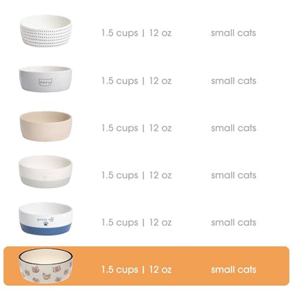 Pearhead Ceramic Cat Bowl, Holds 12 oz, Whisker-Friendly Pet Dish for Food and Water, Cute Cat Face Design - color: Blush Cat Faces, size: Single Bowl