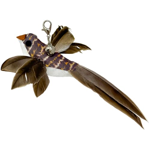 Whiskertons Interactive Bird Simulation Cat Toy Set, Interactive Cat Toys for Indoor Cats, Cat Feather Toy, Self-Holding Suction Base, 5 Replacement Birds, Feathers & Bells (5 Replacement Birds)
