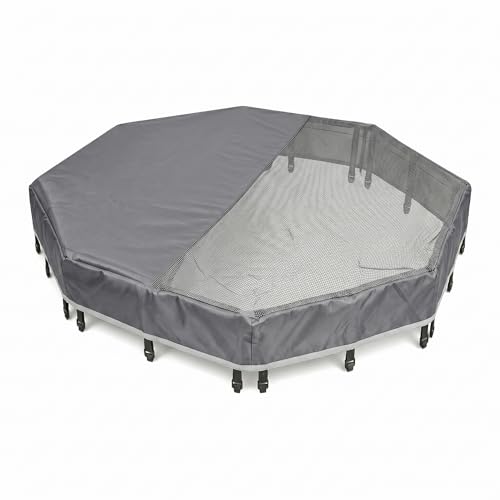 PJYuCien Octagonal Playpen Top Cover for 24" Side Metal Pet Pen, Half Mesh Half Oxford with Silver Coating & Snap Hooks, Predator & Weather Protection, Cozy Den for Puppy Small Animals, Gray - color: Gray, size: No Pen: 00-Inch High