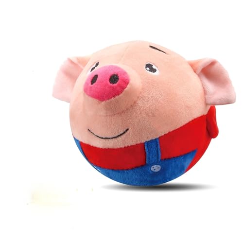 Interactive Dog Toys, 2026 New Active Moving Squeaky Dog Ball with Talking Sound, Rechargeable Washable Plush Toy (Red Pig) - color: Red Pig