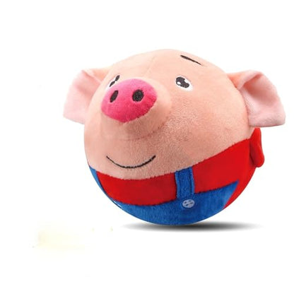 Interactive Dog Toys, 2026 New Active Moving Squeaky Dog Ball with Talking Sound, Rechargeable Washable Plush Toy (Red Pig) - color: Red Pig