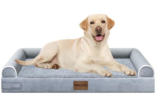 Large Dog Bed Orthopedic Washable: Beds Bolster XL Bed Large Big Dogs Egg Crate Foam Couch Sofa Waterproof with Removable Cover - color: Light Grey, size: 38.0"L x 25.0"W x 6.5"Th