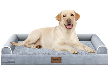 Large Dog Bed Orthopedic Washable: Beds Bolster XL Bed Large Big Dogs Egg Crate Foam Couch Sofa Waterproof with Removable Cover - color: Light Grey, size: 38.0"L x 25.0"W x 6.5"Th