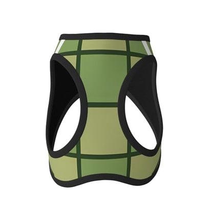 Green Checkerboard Pattern Dog Harness and Leash Set, No Pull Reflective Adjustable Soft Mesh Padded Pet Vest with Safety Buckle for Small Medium Dogs and Cats Large - color: Green Checkerboard Pattern, size: Large