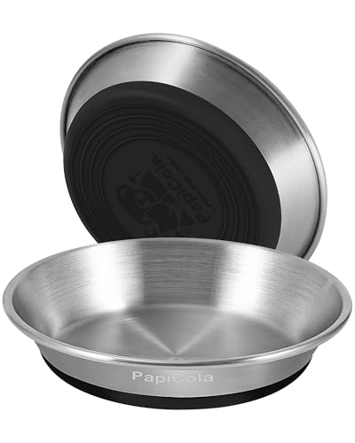 Stainless Steel Cat Bowls 2 PCS, Non-Slip cat Food Dishes, Metal Pet Food and Water Bowls, Whisker Friendly with Wide and Shallow Design, 6.3'' Wide, 0.7mm Thick Steel, Ideal Pet Dish (2 PC-6.3in) - color: 2 PC-6.3in