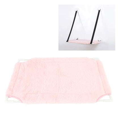Cat Window Bed with Suction Cup, 33 Lbs Load Capacity, 19.2x12 Inches, Warm Plush, Single Layer, Sturdy Mesh and Fiberglass Rods, for Indoor Cats (Pink) - color: Pink