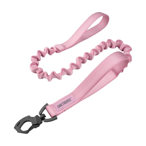 OneTigris Tactical Dog Training Bungee Leash with 2 Control Handle Quick Release Nylon Leads Rope - color: Pink