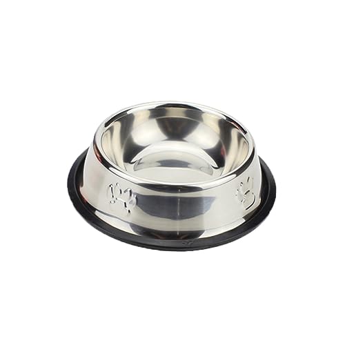 Angoily Sturdy Raised Dog Bowl Large Stainless Steel Pet Feeder Puppy Bowls Pet Supplies 18cm - color: Silver, size: 18cm