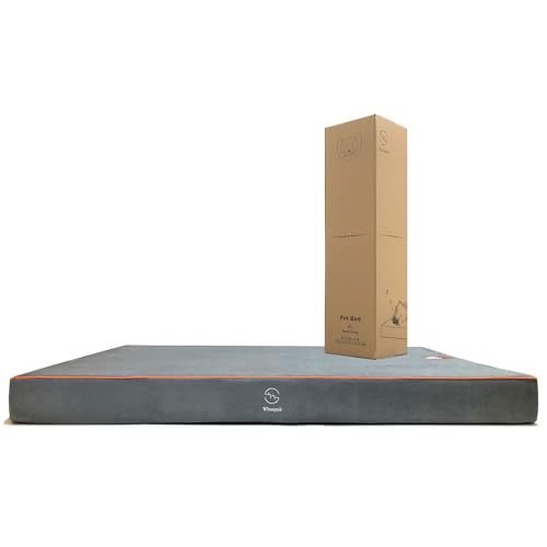 Hard-Wearing Orthopedic Dog Bed for Crate, 47x29 Inch, Made of Memory and HR Foam, Two-Sided Use, Providing Soft and Relatively Hard Support, with an Extra Inner Waterproof Protector (Gray) - size: XL（47"L x 29"W x 4"Th）