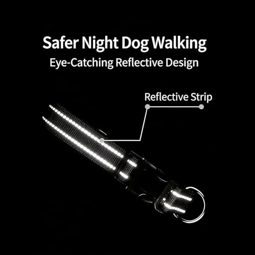 Dog Collar Leash Set, Durable Polyester with Safety Reflective Strips, 5 ft Matching Leash, Neoprene Padded Handle, Adjustable 4 Sizes for Small Medium Large Dogs.(S, Pink) - color: Solid Pink, size: Small