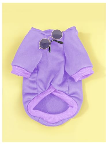 QWINEE 3Pcs Dog Hoodie Cat Apparel Dog Custume Set with Necklace and Sunglasses Pet Clothes for Puppy Small Medium Dogs Cats Mauve Purple X-Large - color: Mauve Purple, size: X-Large