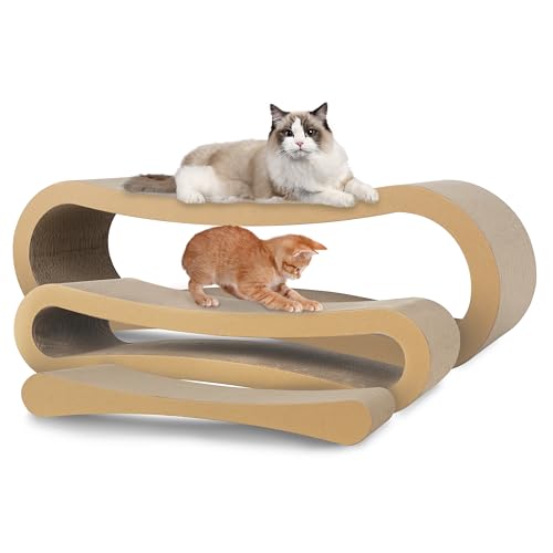 3 in 1 Cat Scratcher Cardboard, Cat Scratching Board Furniture Protector, Cat Scratching Post, Cat Beds for Indoor Cats, Infinity Shape, X-Large - color: 3 IN 1 X-Large