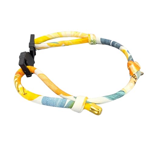 Breakaway Cat Collar – Adjustable Soft Cotton Breakaway Kitten Collar for Indoor & Outdoor Cats 6–13 Inch, Includes 2 Split Rings and Yellow Bell, Lightweight, Handmade in California (Daisy) - color: Daisy