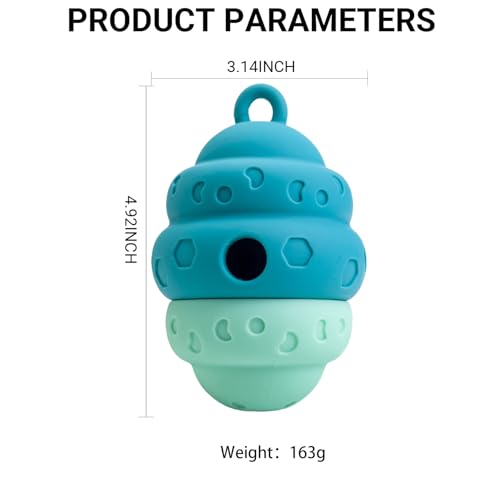 Dog Puzzle Toy Dispenser - Interactive Dog Toys for Large & Medium Breeds - Mental Stimulation Ball with Detachable Lid - Food-Grade Silicone Toy for Stress Reduction - color: blue
