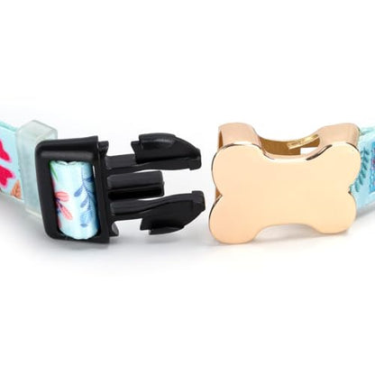 Personalized Custom Customized Silent No Jingle Dog Collar with Engraved ID Dog Name Phone Number/Dog Collars for Puppy X-Small Small Medium Large X-Large Boy Girl Dogs-Blue Flower-XS - color: 12 Blue Flower, size: X-Small (0.6" *7.8"-11.8")