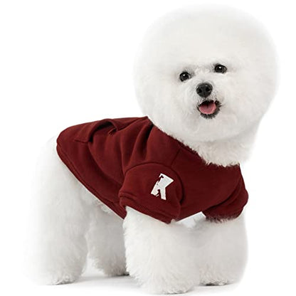 Dog Hoodie Fleece Puppy Clothes Warm Sweater with Hat for Small Dogs Cat Hooded Shirt Kitten Pet Basic Hoodies Sweatshirt with Pocket Doggie Soft Winter Coat Apparel (Red; L) - color: Red, size: L-(9~17lb) | Chest(~17.7")