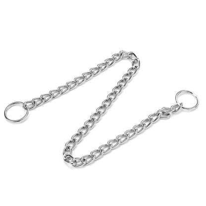 Silver Chain Dog Choke Collar,Metal Slip Link P Chain Training Heavy Duty Male Boys Martingale Collar Female Girls Puppy Collars for XXS XS Small Medium Large Big Breed,S - color: Silver, size: S(Neck Max 16inch)D2.5mm