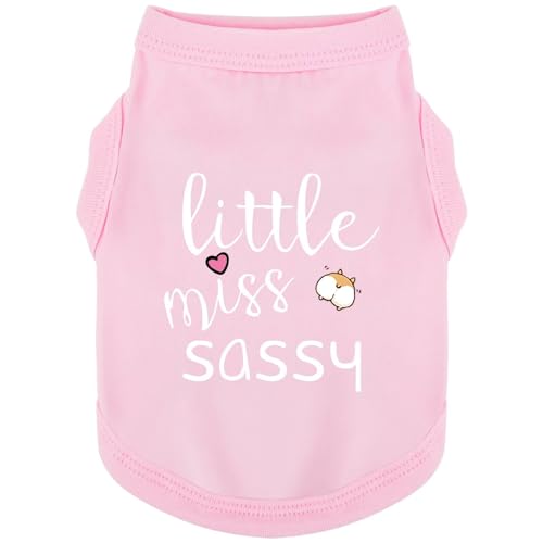 Paiaite Dog Clothes Fashionable Sleeveless Pet Vest: 'Little Miss Sassy' Printed Cotton Dog Shirt, Ideal for Small, Medium, and Large Breeds, Ensuring Comfort and Breathability Pink XXS - color: Pink, size: XXS-(1~3lb) | Chest(~11.8")