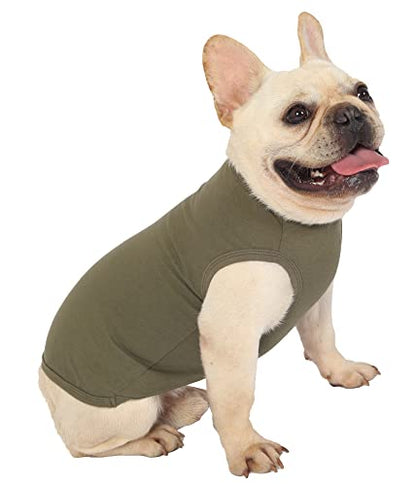 Dog Blank Cotton Shirts,Plain Dogs Medium Clothes,Army & Deep Green M - color: Army & Deep Green, size: Medium