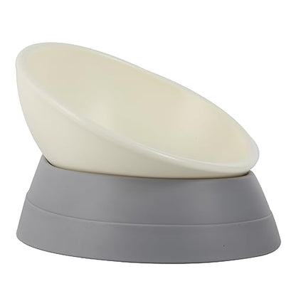 Bulldog Bowl Anti-Slip Dog Cat Dish Detachable Rubber Dog Bowl Pet Sterile Tilted Pet Feeder Slope Base (Grey-2 Cup) - color: Grey, size: 2 Cup ( Small/Medium Dog )