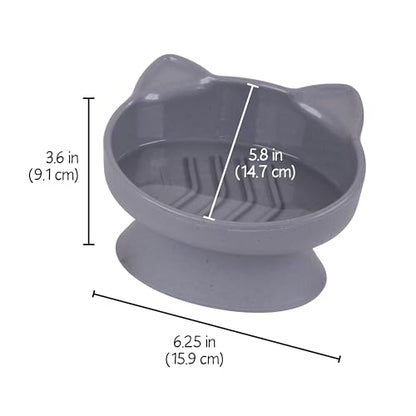 Kitty City Elevated Slow Feeder Cat Bowls (Set of 2), Whisker-Friendly Raised Cat Food Dishes with Ridges, Helps Reduce Fast Eating & Digestion Issues, Dishwasher Safe, 10.8 oz – White & Gray - color: White & Gray, style: Large - Slow Eat
