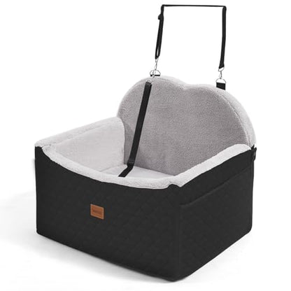 Dog Car Seats for Small Dogs, Detachable Dog Booster Car Seat with Storage Pockets Safety Belt, Pet Booster Cushion for Medium Dogs, Foldable Pet Sofa Cushion & Travel Bed