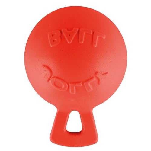 Jolly Pets Tug-n-Toss Heavy Duty Dog Toy Ball with Handle, 8 Inches/Large, Red (408 RD) - color: Red, size: Large (8 in)