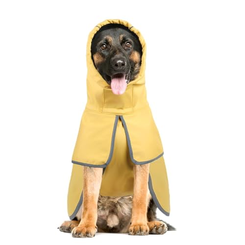 Large Dog Raincoat Waterproof - Adjustable Dog Poncho Raincoat Lightweight Rain Jacket with Soft Lining for Medium Large Dog Yellow (Large) - size: Large