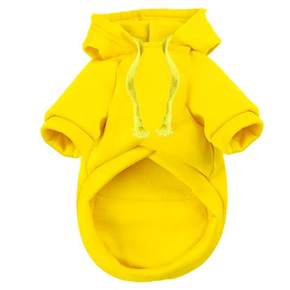 Jecikelon Winter Dog Hoodie Sweatshirts with Pockets Warm Clothes for Small Dogs Chihuahua Coat Puppy Custume Clothing (X-Small, Y02-Yellow) - color: Y02-Yellow, size: X-Small