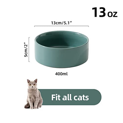Havniva Cat Bowls Water Bowl Set of Two, 5.1” Ceramic Cat Food and Water Bowl Whisker Friendly Pet Food Bowls for Indoor Cats, Wide Cat Water Dish Prevent Whisker Fatigue Non Slip Cat Feeder