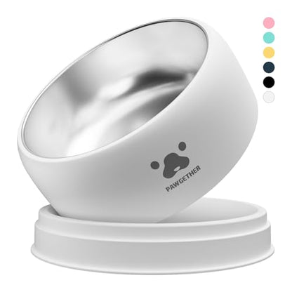 PAWGETHER® Stainless Steel Dog Bowls, Dog Food Water Bowl with Non-Slip Base Two-Piece Design Easy Clean Dishwasher Safe White 34oz + 12oz - color: White (34oz + 12oz)