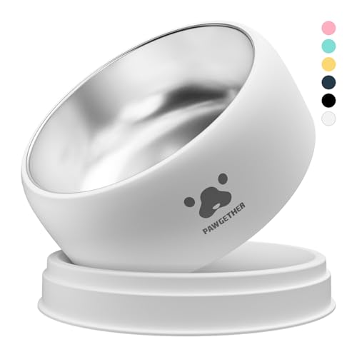 PAWGETHER® Stainless Steel Dog Bowls, Dog Food Water Bowl with Non-Slip Base Two-Piece Design Easy Clean Dishwasher Safe White 34oz + 12oz - color: White (34oz + 12oz)