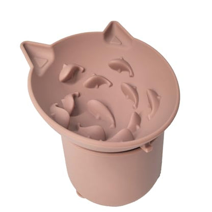 Elevated Cat Bowl, Silicone Kitten Bowls for Food and Water, Wide Shallow Cat Food Dish, Whisker Fatigue, Lead & Cadmium Free, Great Height for Pets (Pink) - color: Pink