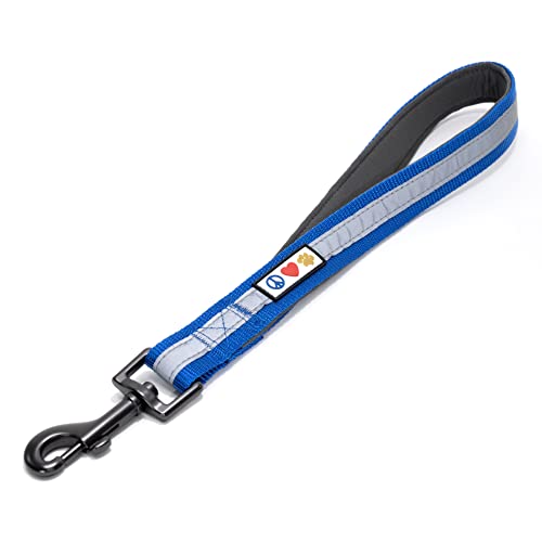 Pawtitas Short Reflective Dog Leash Amazing Comfort with Padded Handle for Heavy Duty Training Medium Large and Extra Large Dogs | Nylon Dog Lead with Webbing Highly Reflective Stripe - Blue Leash - color: Blue, size: Padded 1 Ft Leash