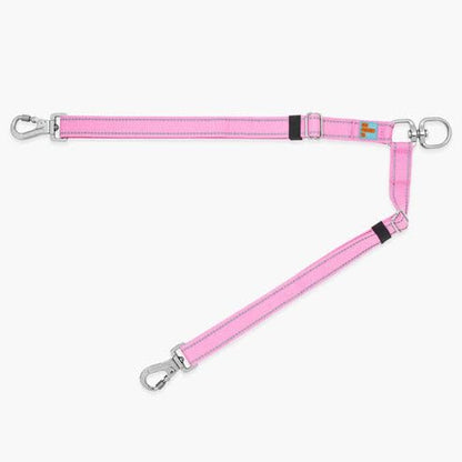 Dog Friendly Co. Leash Splitter | Walk Two Dogs | Complete Control - 360° Swivel, Tangle Free, Adjustable Length, Reflective Webbing, Heavy Duty Clips (Pink) - color: Pink