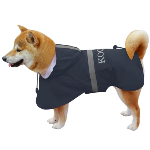 Hooded Pet Dog Raincoat for Small Sized Apparel Poncho Waterproof,Dog Clothes,Dog Jacket, Dog Raincoats Jacket for Small Sized Dogs(Navy Blue,2XL) - color: Navy Blue, size: 2XL-Fit for 20 to 33 pounds