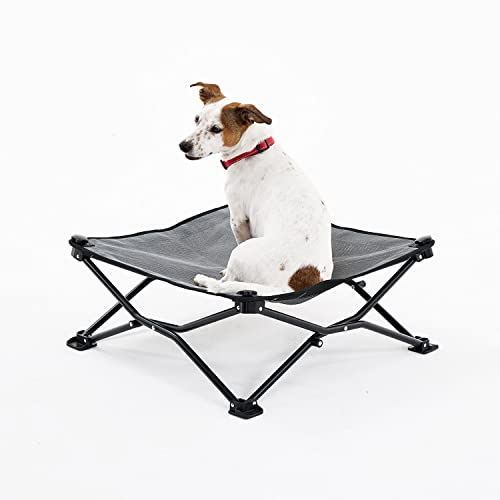 Coolaroo On-The-Go Elevated Dog Bed - Foldable Pop-Up Travel Dog Bed with Breathable, Moisture-Resistant Fabric, Carry Bag Included, Lightweight & Portable, Gray, Standard - color: Grey, style: Standard