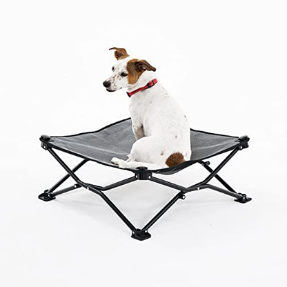 Coolaroo On-The-Go Elevated Dog Bed - Foldable Pop-Up Travel Dog Bed with Breathable, Moisture-Resistant Fabric, Carry Bag Included, Lightweight & Portable, Gray, Standard - color: Grey, style: Standard