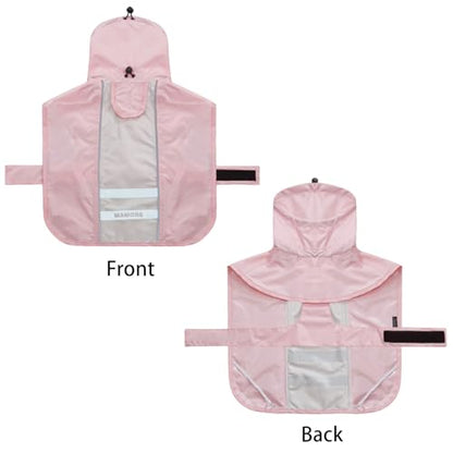 Adjustable Dog Raincoat, Waterproof Dog Rain Jacket for Small Medium Large Dogs,Reflective Lightweight Pet Rain Coat with Leash Hole(Pink&White, Medium) - color: Pink&White, size: Medium(13-22lb)