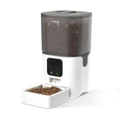 Automatic Cat Feeder with Camera, 1080P HD Video with Night Vision, 2.4G WiFi Pet Feeder for Cat & Small Dog, 2-Way Audio & Meal Call Pet Food Dispenser, Motion Capturing Auto Dog Feeder 6L - size: 6L single bowl video version