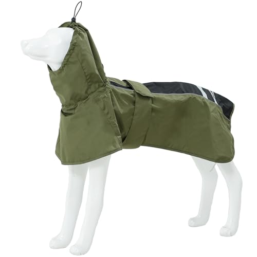 Dog Raincoat for Dogs, Waterproof Rain Jacket Reflective Adjustable Breathable Rain Coat with Harness Hole for Small Medium Large Dogs (Army Green Black, Small) - color: Army Green Black, size: Small