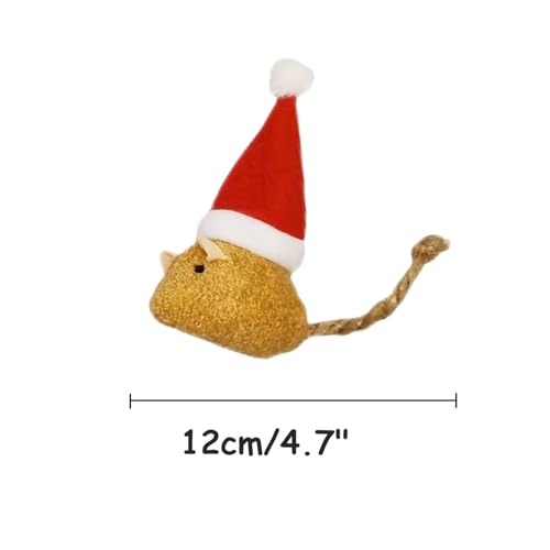 6-Pack Catnip Cat Mice Toys with Cute Christmas Hats - Holiday Cat Plush Toy Set for Cats & Kittens, Festive Interactive Catnip Mice for Indoor Cats, Durable & Fun Christmas-Themed Cat Toys-Style 2 - size: 6 Upright hat Christmas mice