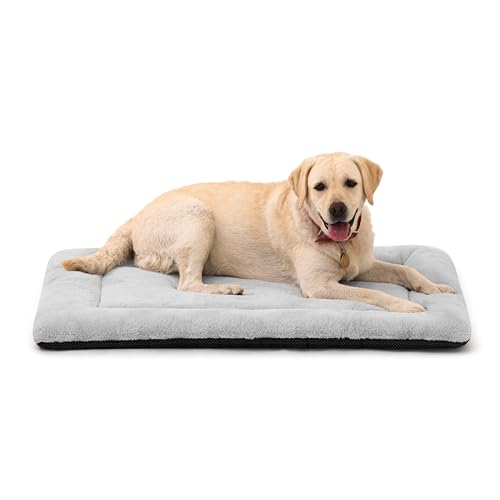 Dog Crate Pad Washable, Ultra Soft Plush Crate Mat for Medium Large Dogs, Non Slip Cushion for Metal Crates, Indoors or Travel, 42 x 28 Inch, Gray - color: Grey, size: 42.0"L x 28.0"W x 1.5"Th